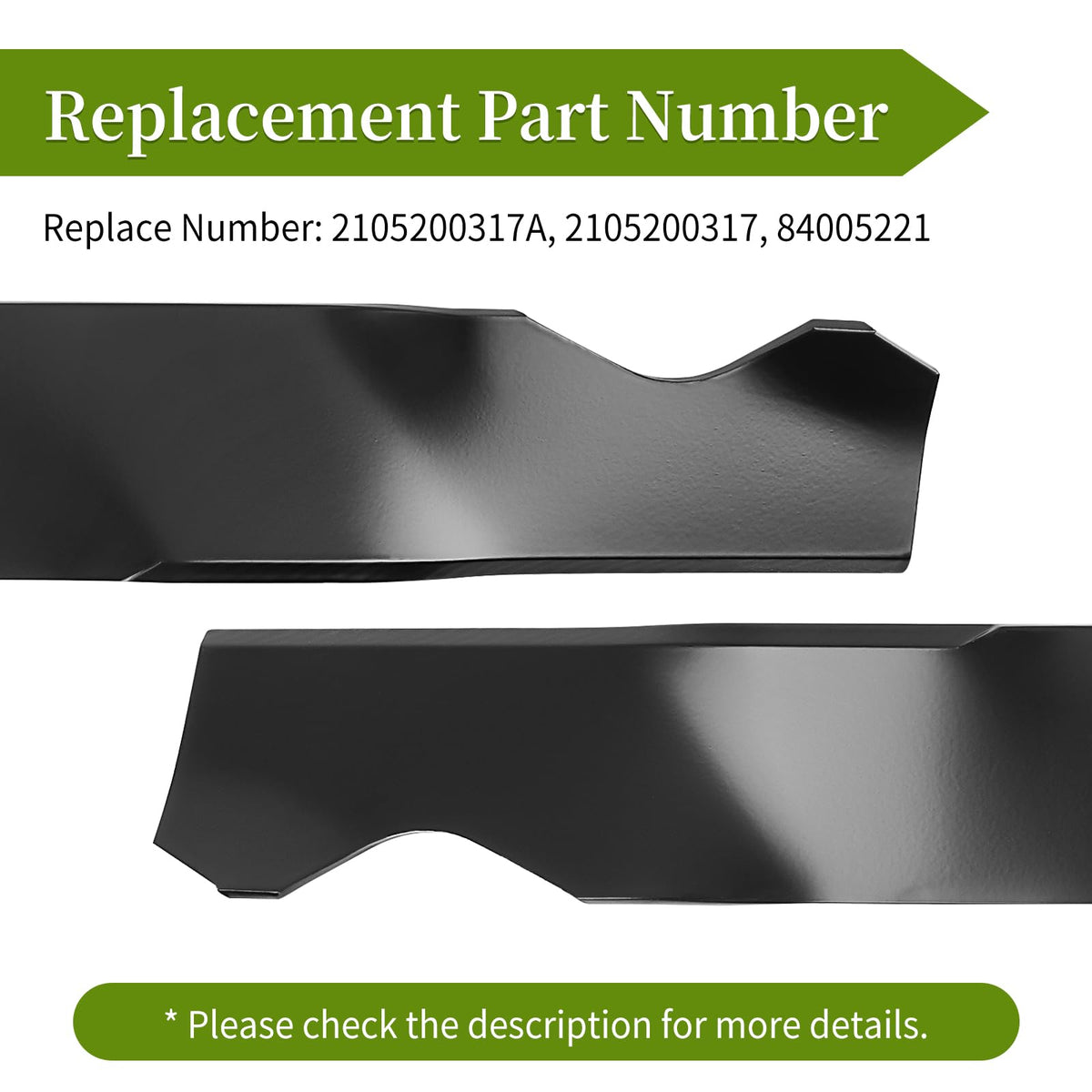 Bularie oval center hole mower blade aligned for 21-inch decks.