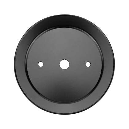 Bularie spindle pulley front view for smooth belt alignment on riding mowers.