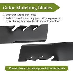 Bularie mulching blade close-up highlighting sharp edge and durable construction.