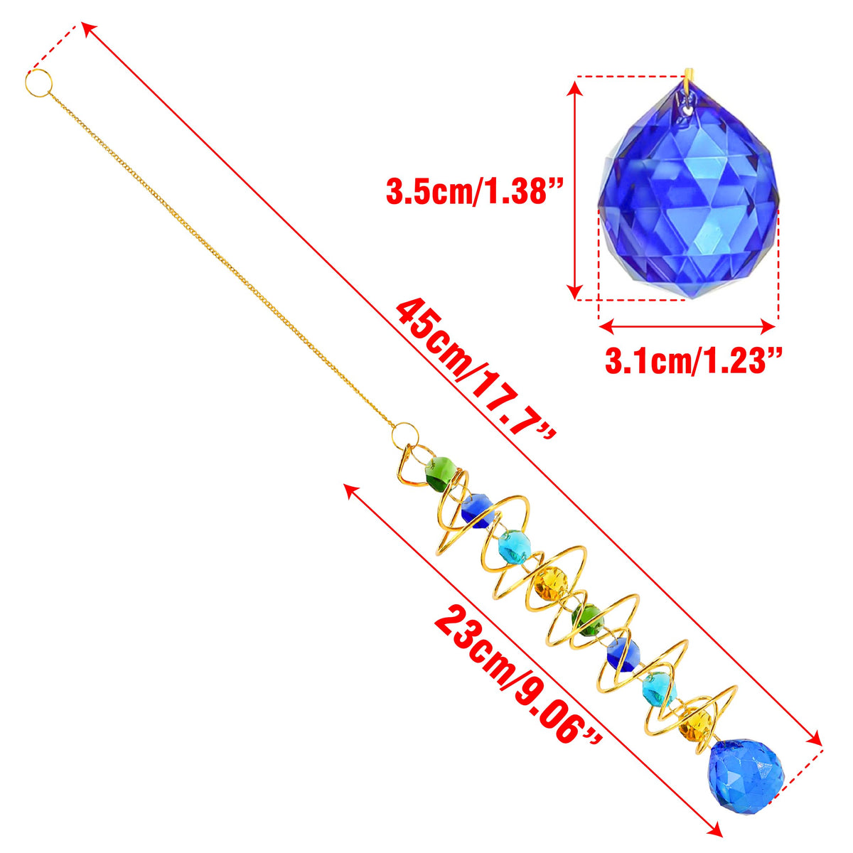 BuleVina gazing ball crystal sun catcher for rainbow reflections in windows and gardens.