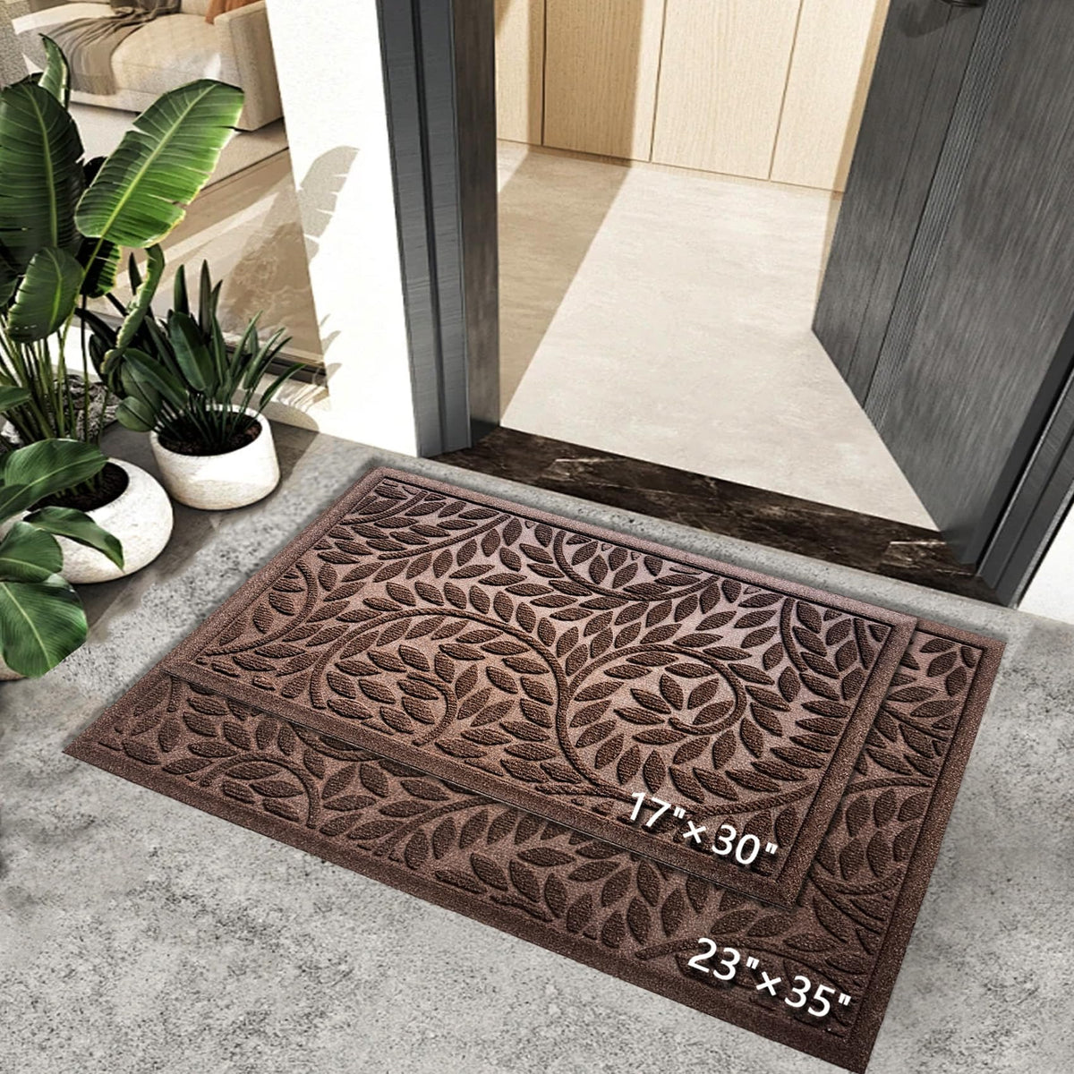 Bulijojo mat's grooved surface removes dirt and grit at entry