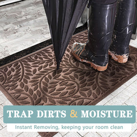 Bulijojo front door mat is easy to clean with vacuum or rinse