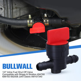 Bullwall valve with clamps attached for secure, leak-free fuel connections.