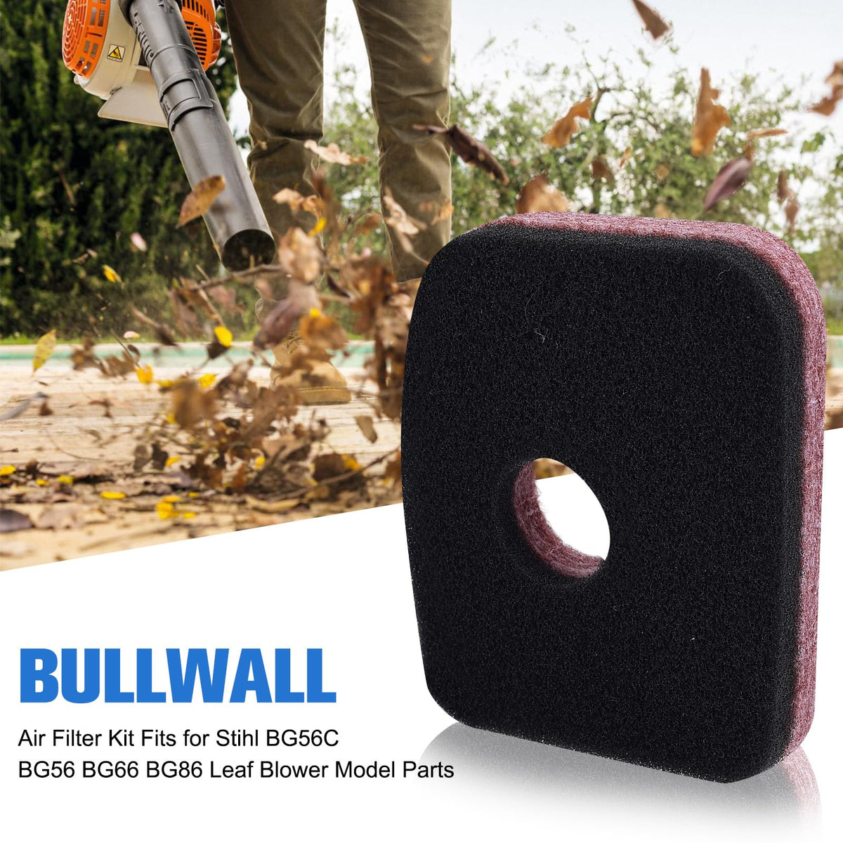 Bullwall BG56 air filter kit components laid out for easy inspection and replacement.