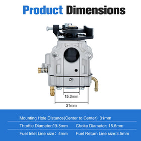 Bullwall carburetor for Echo PB770, top view, compact and precise layout
