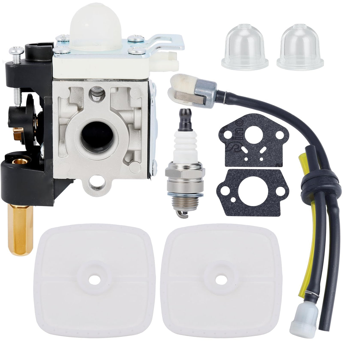 Bullwall SRM-210 carburetor close-up for direct replacement in compatible Echo trimmers.