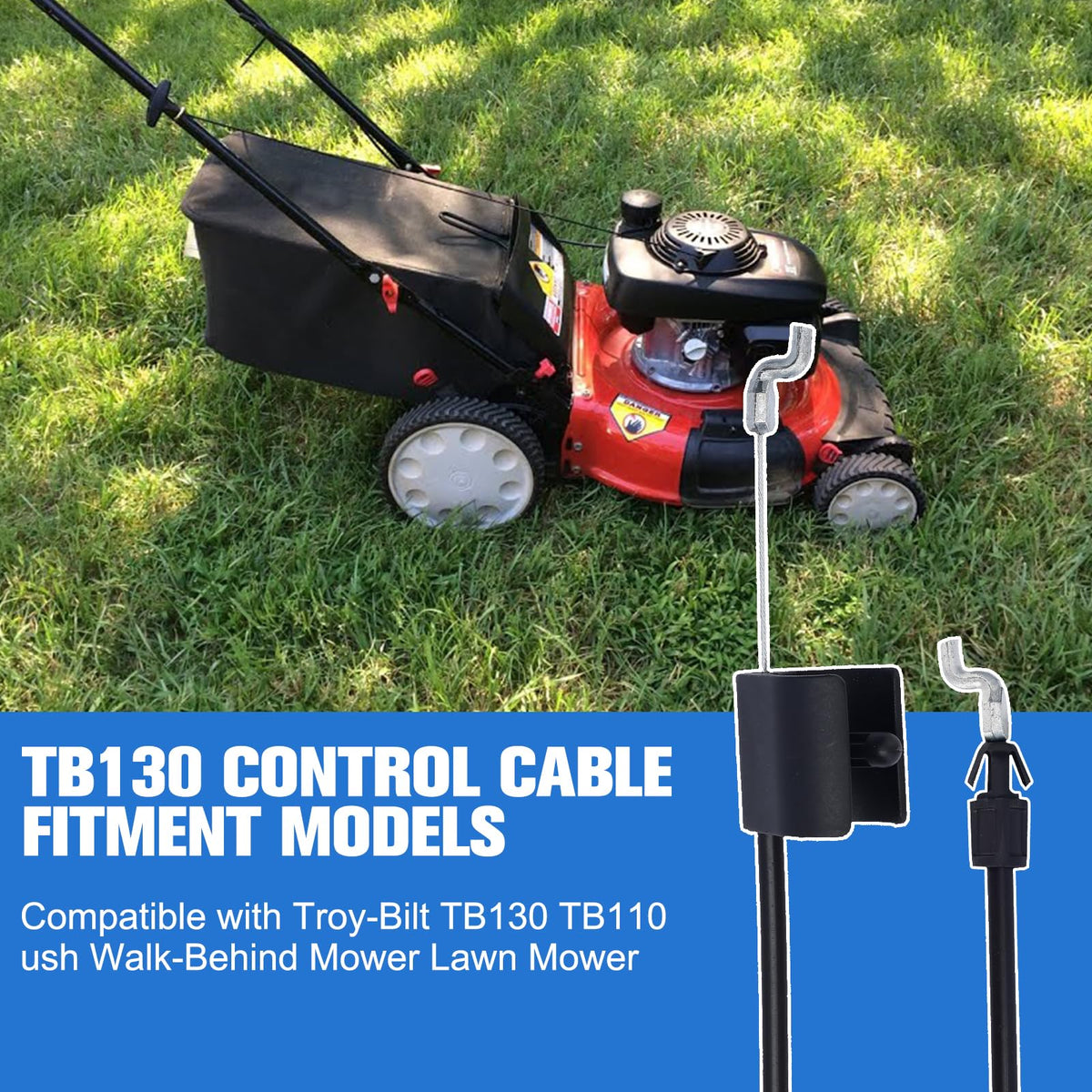 Bullwall TB130-compatible control cable for reliable mower deck control