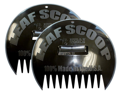 Bully Tools poly leaf scoop in use for easy yard cleanup