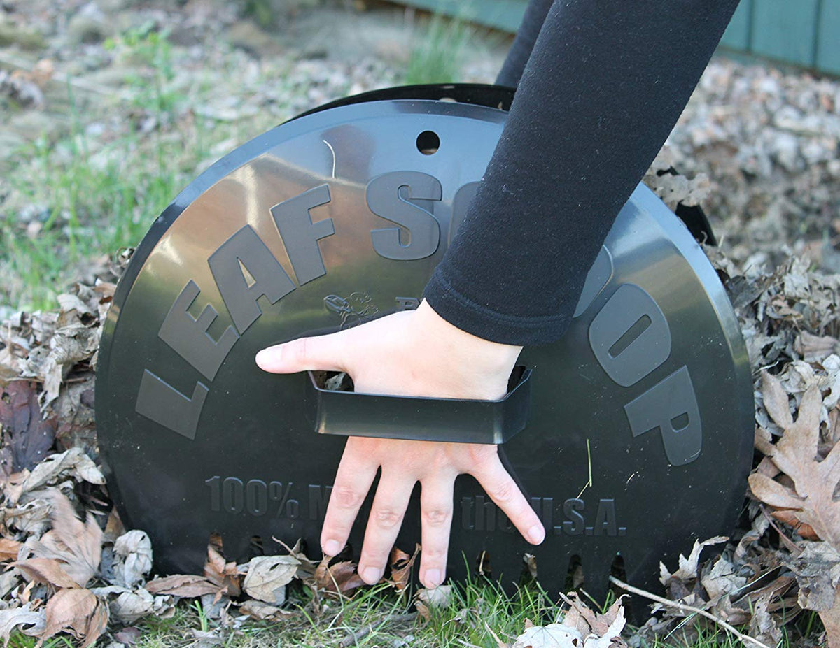 Bully Tools leaf scoop outdoors, ideal for gathering leaves efficiently