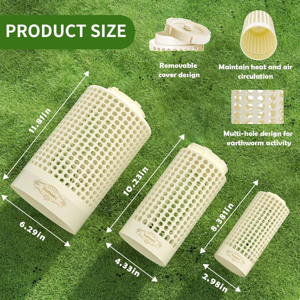 Bumaeu Underground Worm Farm durable PVC construction withstands outdoor conditions.