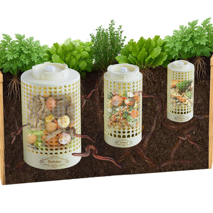 Bumaeu Underground Worm Farm large bin demonstrates high capacity for bigger garden composting.