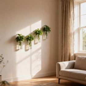 Bunhut transparent planter set for stylish indoor plant displays.