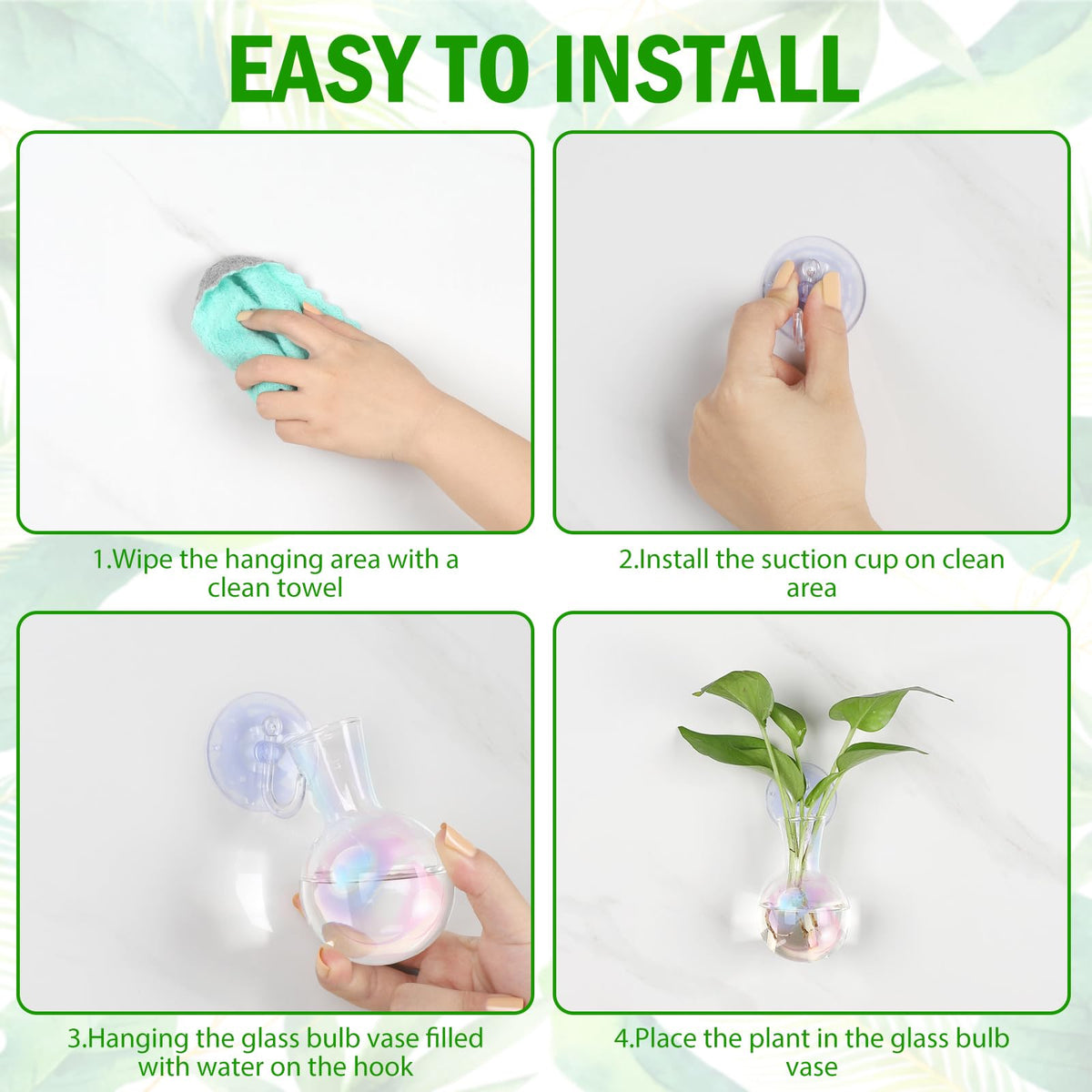 Glass bulb vase with water and plant inside for propagation display