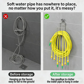 Durable bracket design supports heavy hoses and cords.