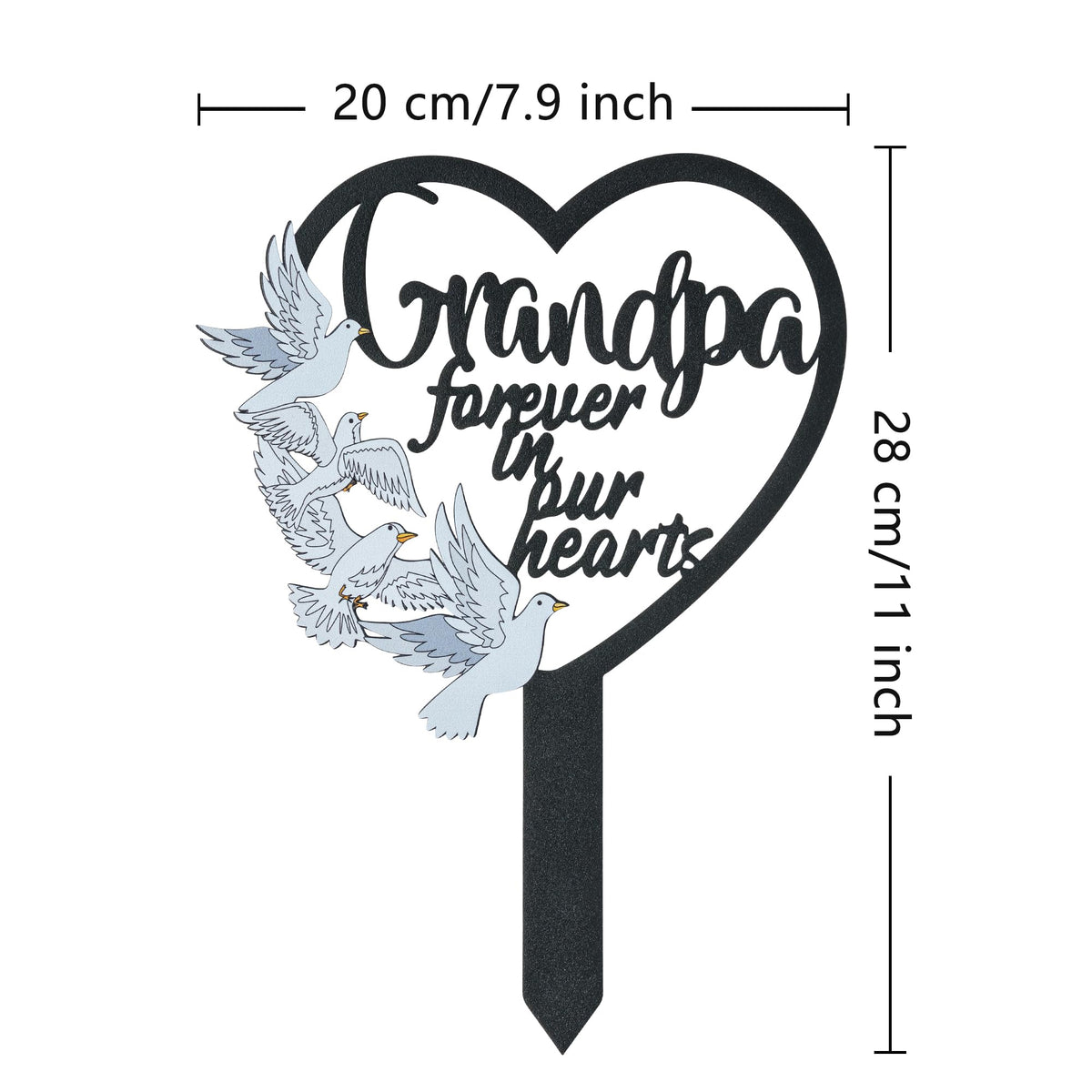 BUoonyer dove and heart memorial stake adds sentiment to graveside displays
