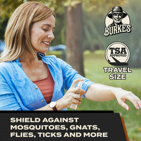 Burke's Bug Repellent Spray natural oil blend bottle for safe, skin-friendly use.