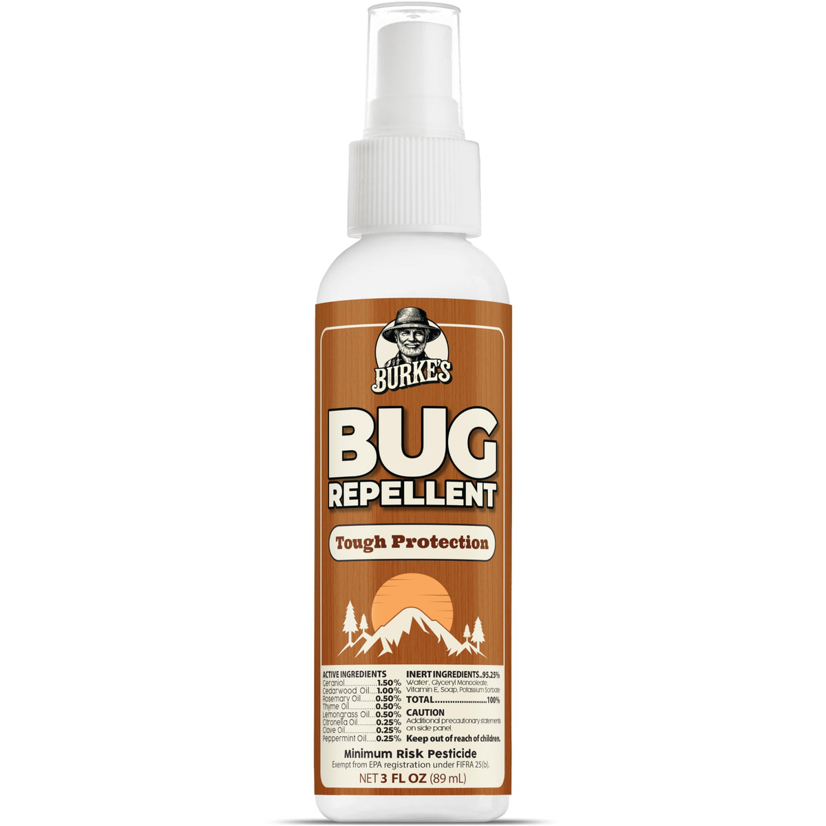 Burke's Bug Repellent Spray travel-size bottle deters insects during outdoor activities.