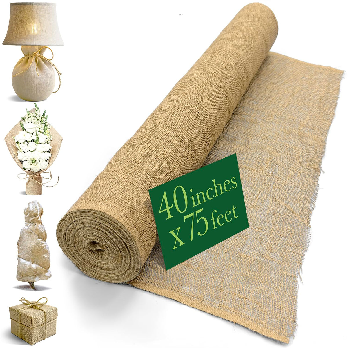 Burloptuous burlap roll 40x75ft in full length for durable outdoor use