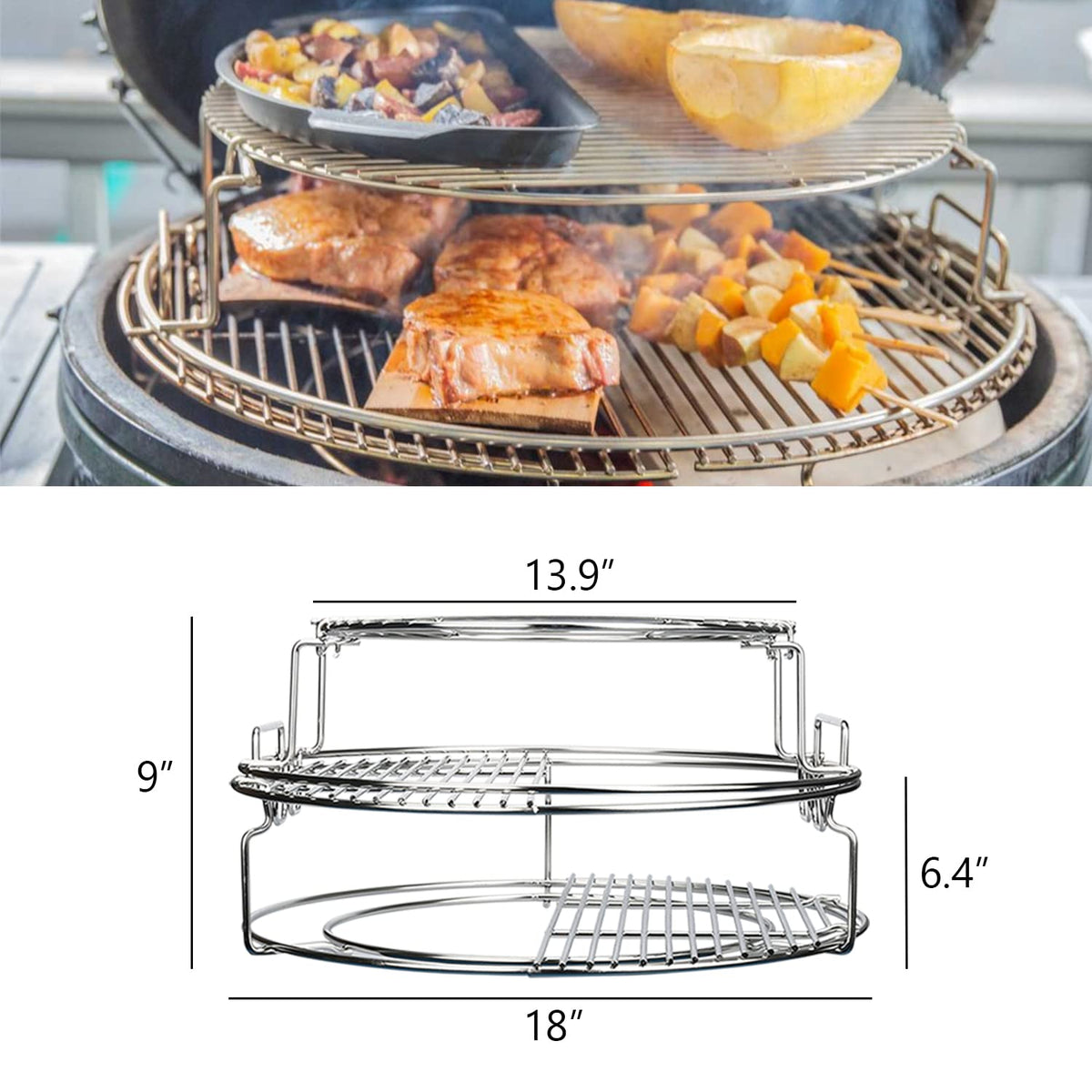 Burly Grill 5-piece kit with Eggspander highlights versatile setup options.