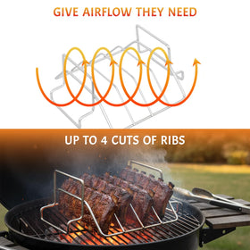 Burly grill rib rack fits Big Green Egg and Kamado Joe.
