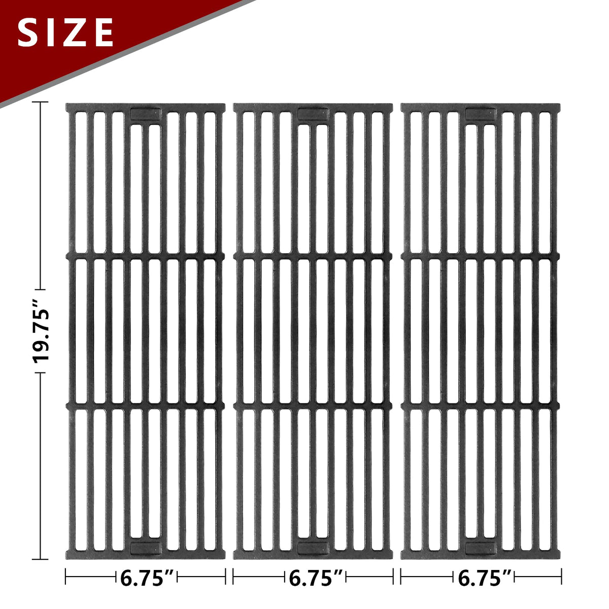 Burly Grill cast iron grate for Char-Griller 2123, uniform heat across grates for consistent browning.