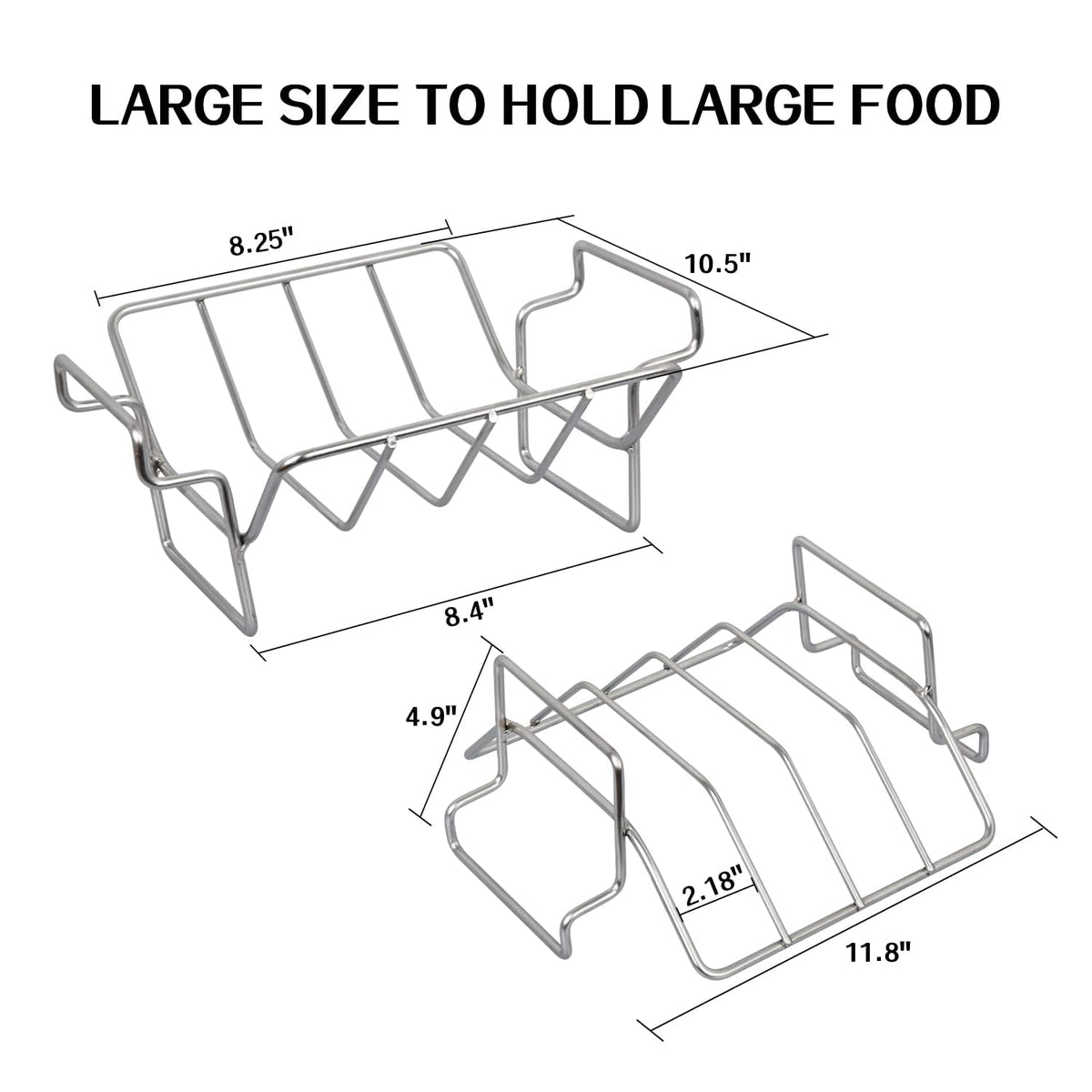 Burly grill rib rack showing capacity for four racks for efficient grilling.