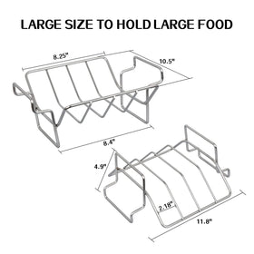Burly grill rib rack showing capacity for four racks for efficient grilling.