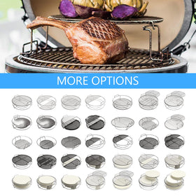 Stainless steel half grids from Burly Grill support flexible grilling configurations.