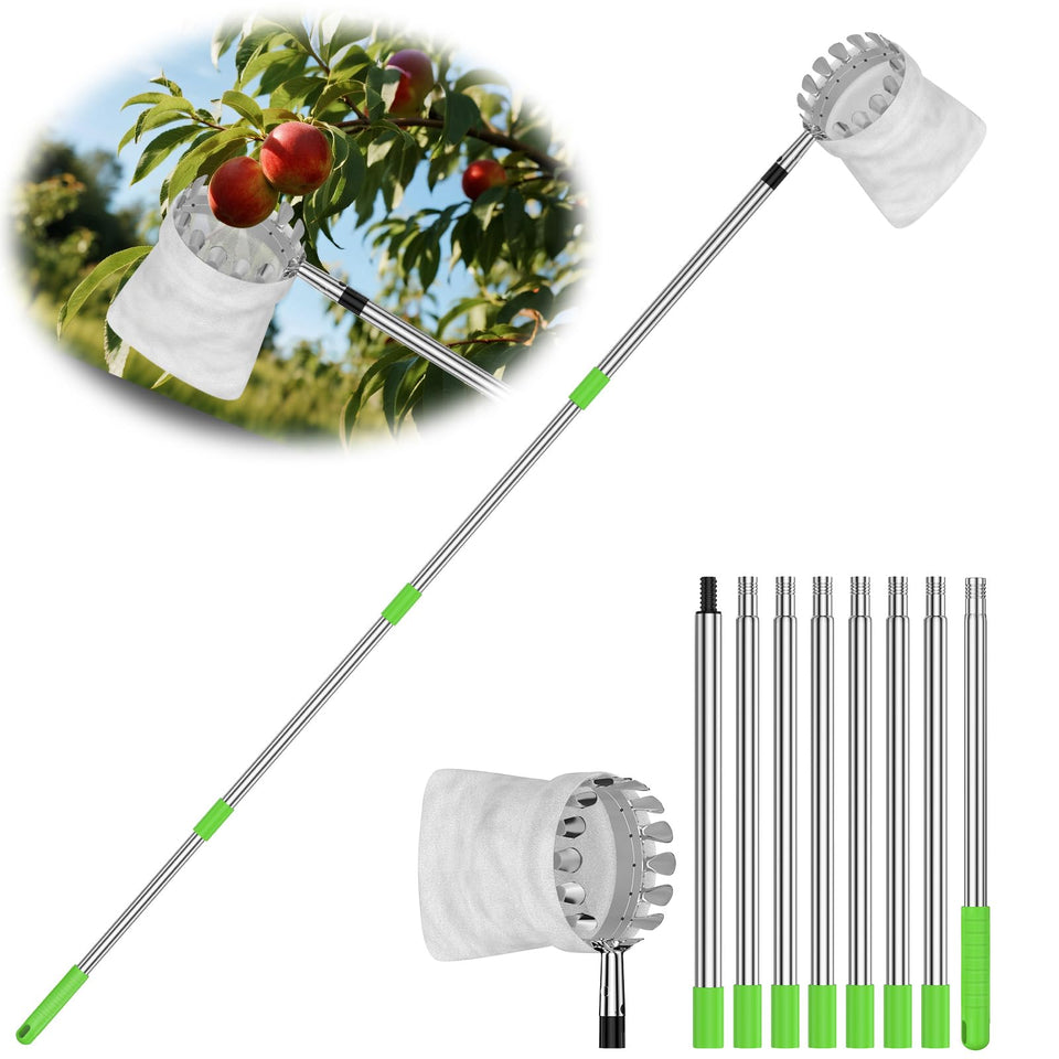 BURMONG 6.6ft fruit picker pole extends reach for medium-height trees.
