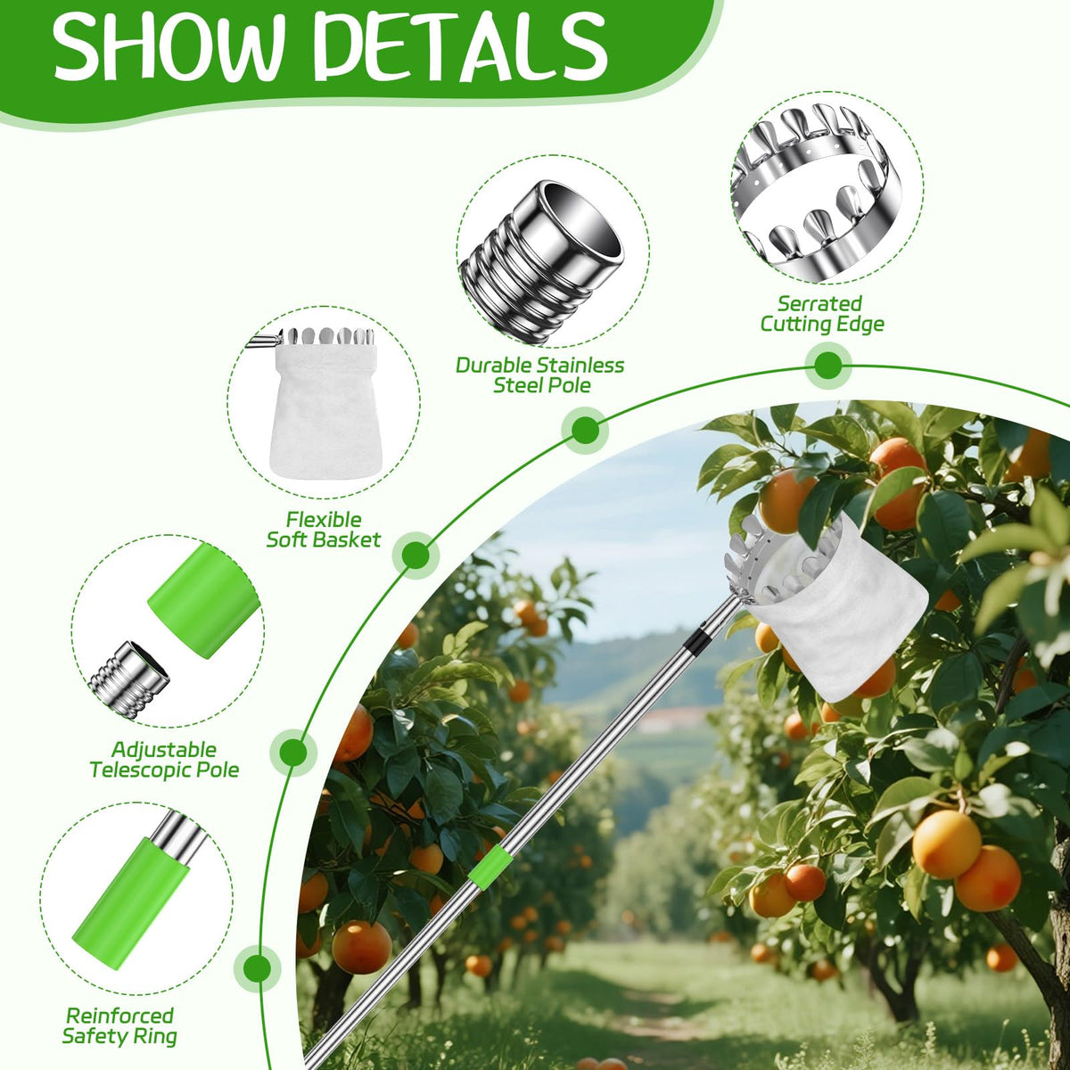 BURMONG soft cloth bag keeps fruit pristine during harvest.
