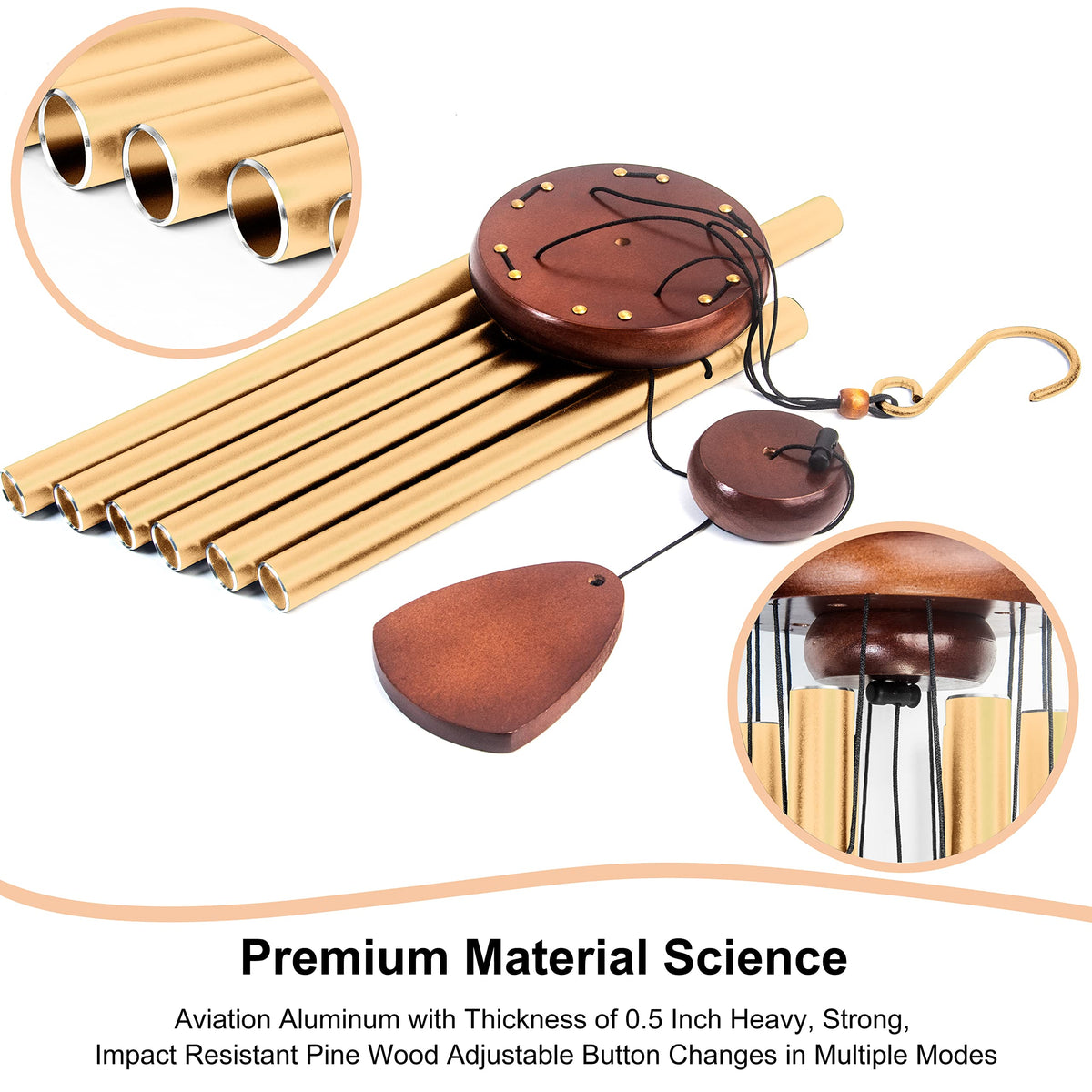 Bursvik pine wood frame with adjustable striker for personalized sound.