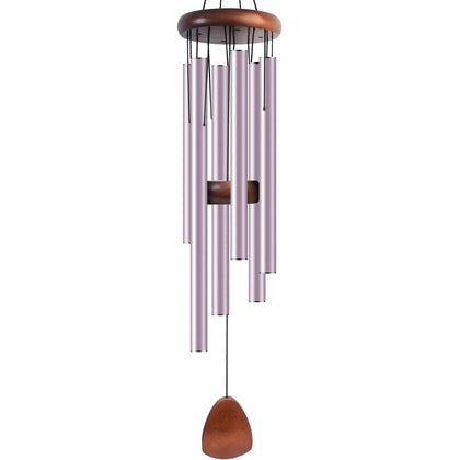 Bursvik wind chime on patio creates calm evenings with a 37-inch aluminium design