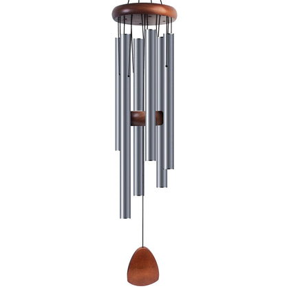 Bursvik wind chimes with 37-inch blue-grey tubes sway for outdoor ambiance