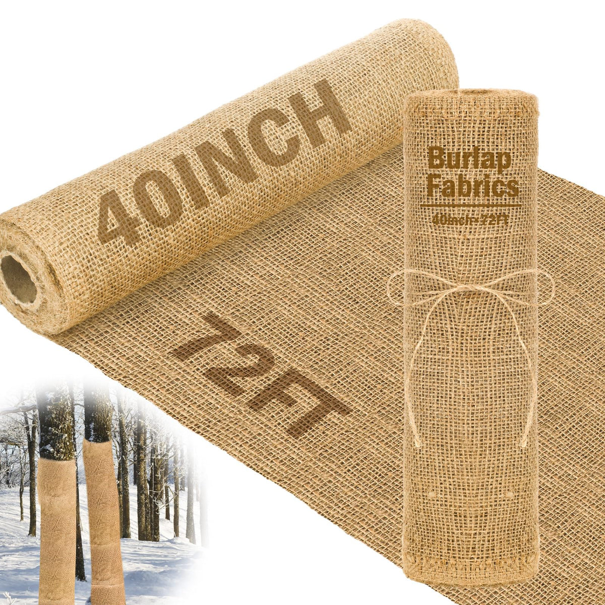 Buryeah burlap roll 40x72 ft natural fabric for garden soil cover and weed control.