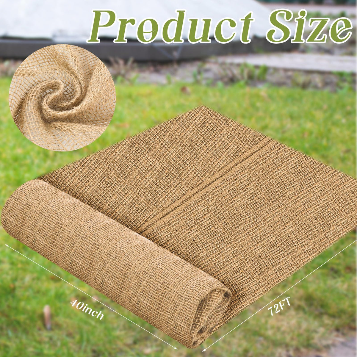 Close-up of Buryeah burlap weave shows durable jute fibers for outdoor use.