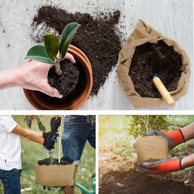 Buryeah burlap wrap around trees helps shield bark and manage moisture.
