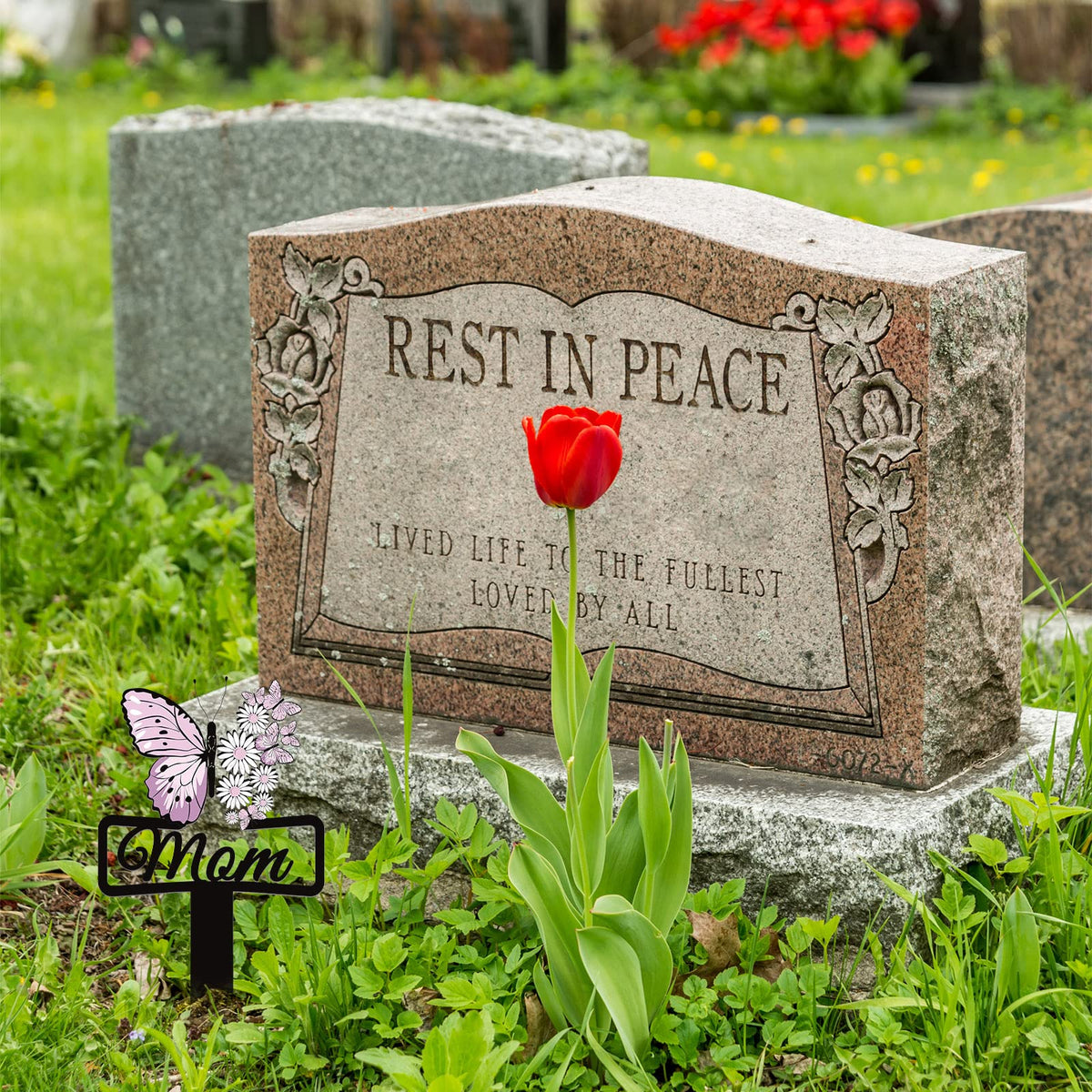 Buryeah mom memorial plaque for grave site or lawn display.