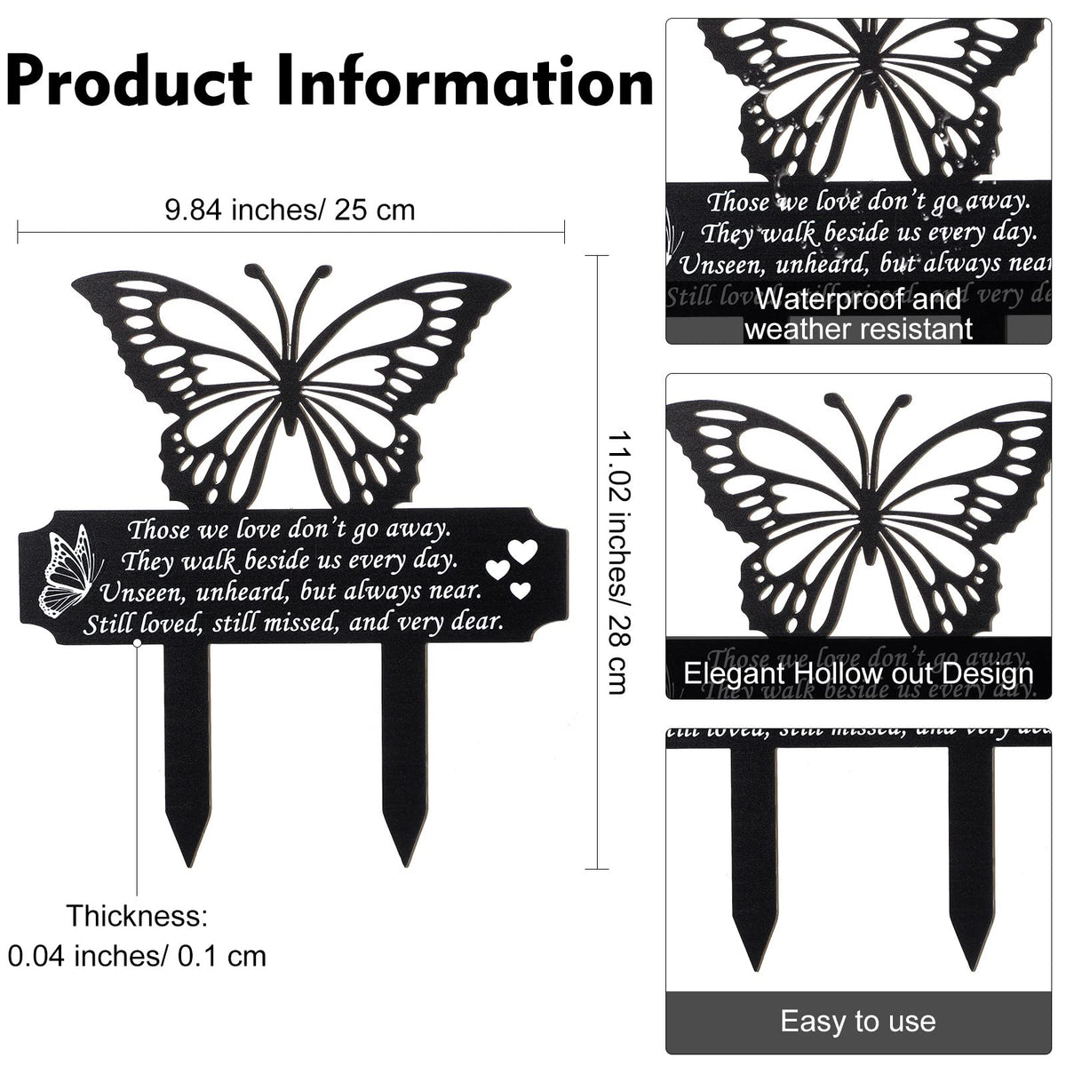 Buryeah heart and butterfly design evokes remembrance at the grave.