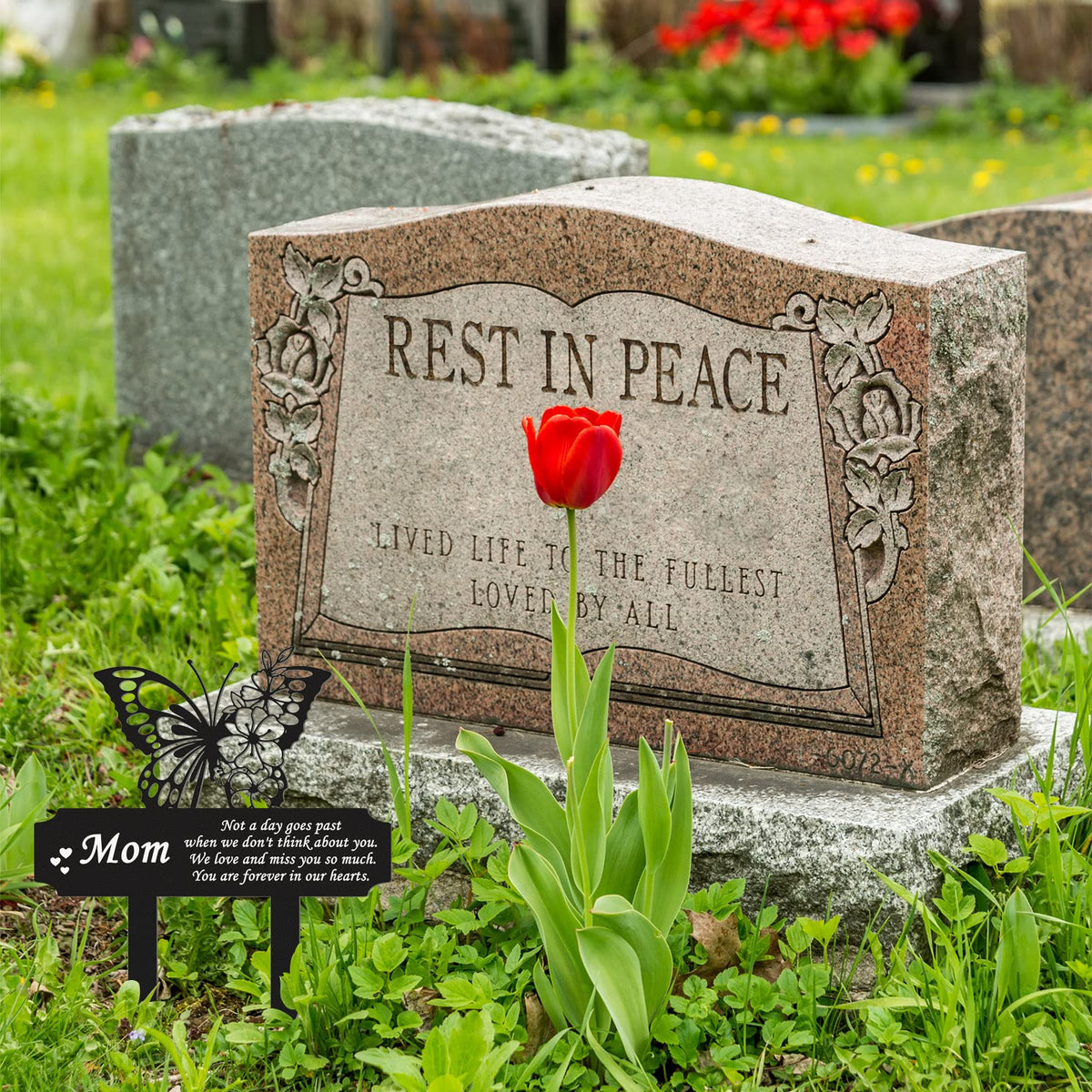 Buryeah memorial plaque stake suitable for lawns, yards, and grave sites