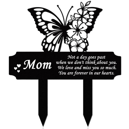 Buryeah memorial stake with butterfly cutout for garden tribute