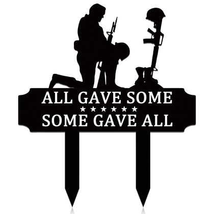 Buryeah memorial stakes metal plaque for garden decor honoring fallen soldiers