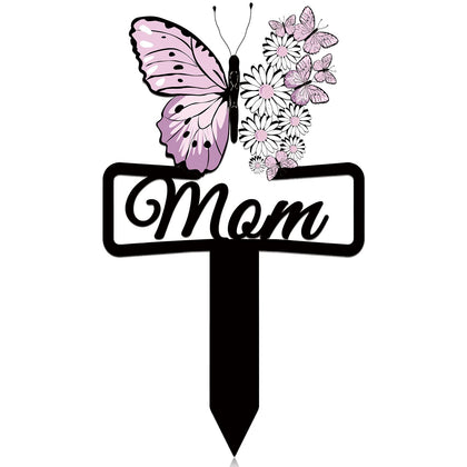 Buryeah mom butterfly grave marker for garden memorial display.