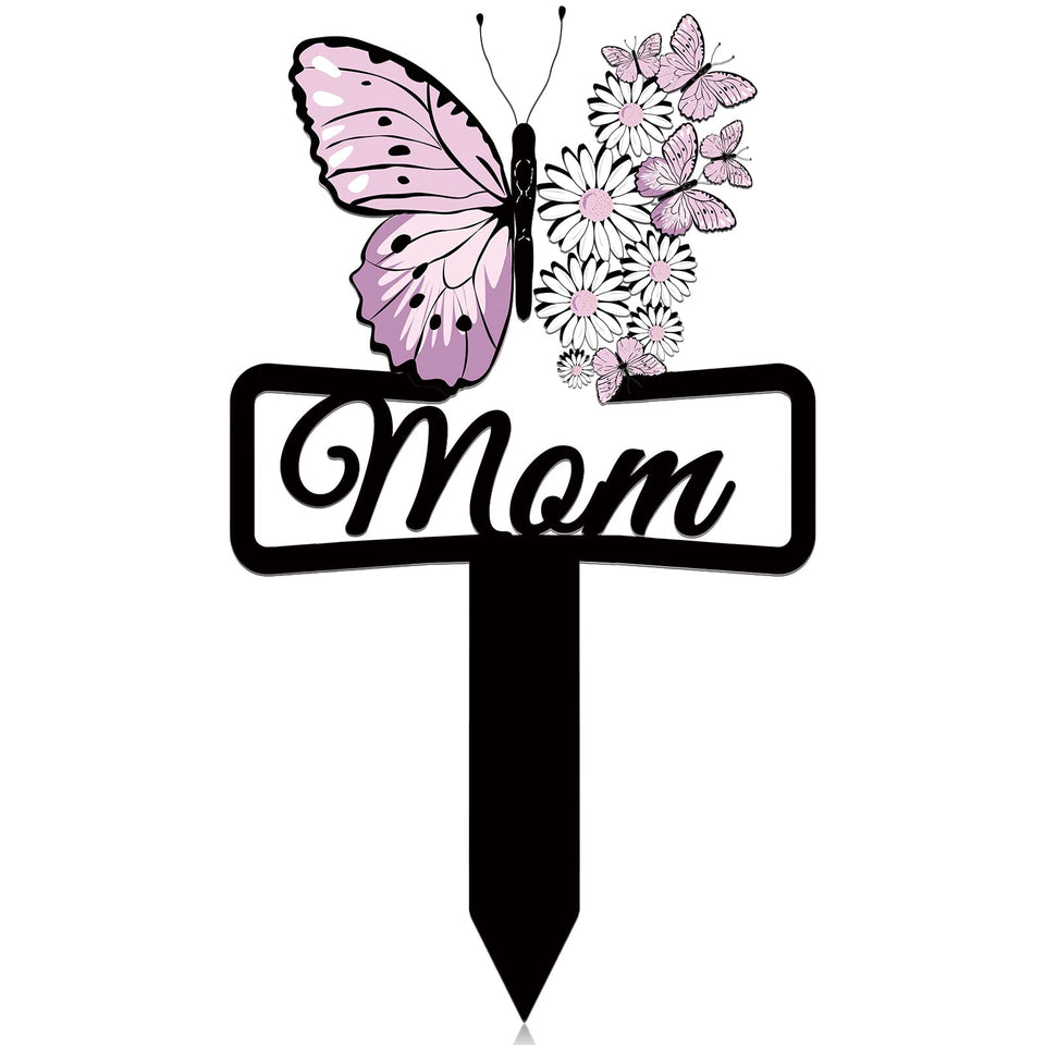 Buryeah mom butterfly grave marker for garden memorial display.