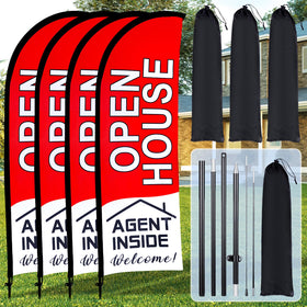 Buryeah open house flag 4-pack 7x5 banner boosts outdoor visibility for listings