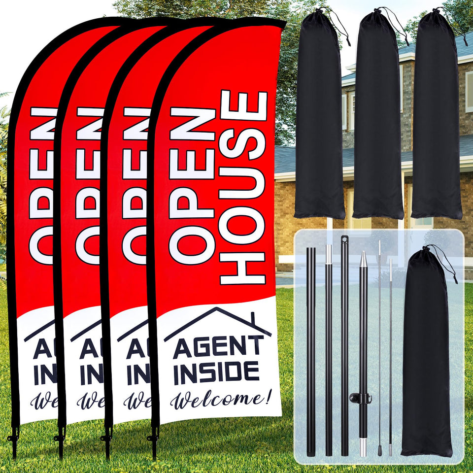 Buryeah open house flag 4-pack 7x5 banner boosts outdoor visibility for listings