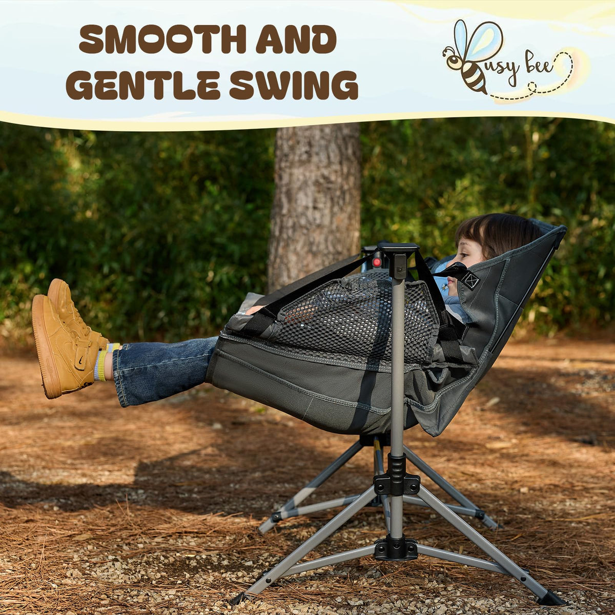 Busy Bee Hammock Chair for Kids carrying bag highlights easy transport for family outings