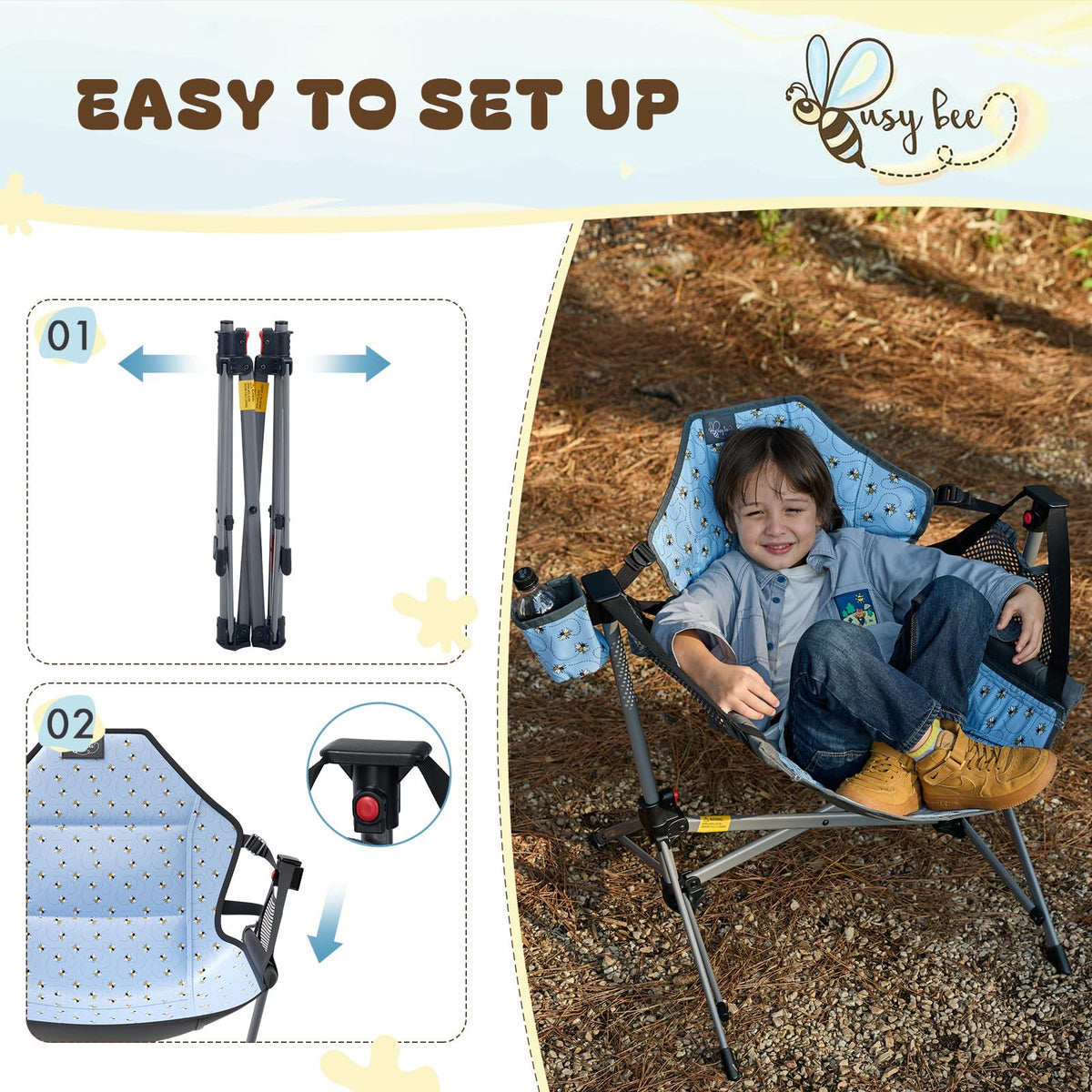 Busy Bee Hammock Chair for Kids safety base emphasizes stable, anti-slip footing