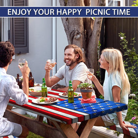 Butaluk American Flag waterproof finish on table cover for outdoor use