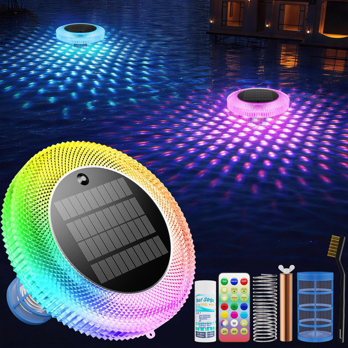 BUTHY solar pool ionizer floating light brightens daytime ionization and nighttime ambiance.