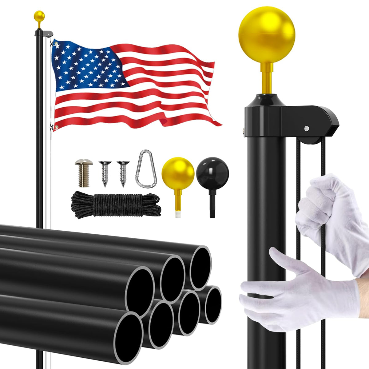 Butizone 25ft flag pole kit withstands harsh weather for durable outdoor display.